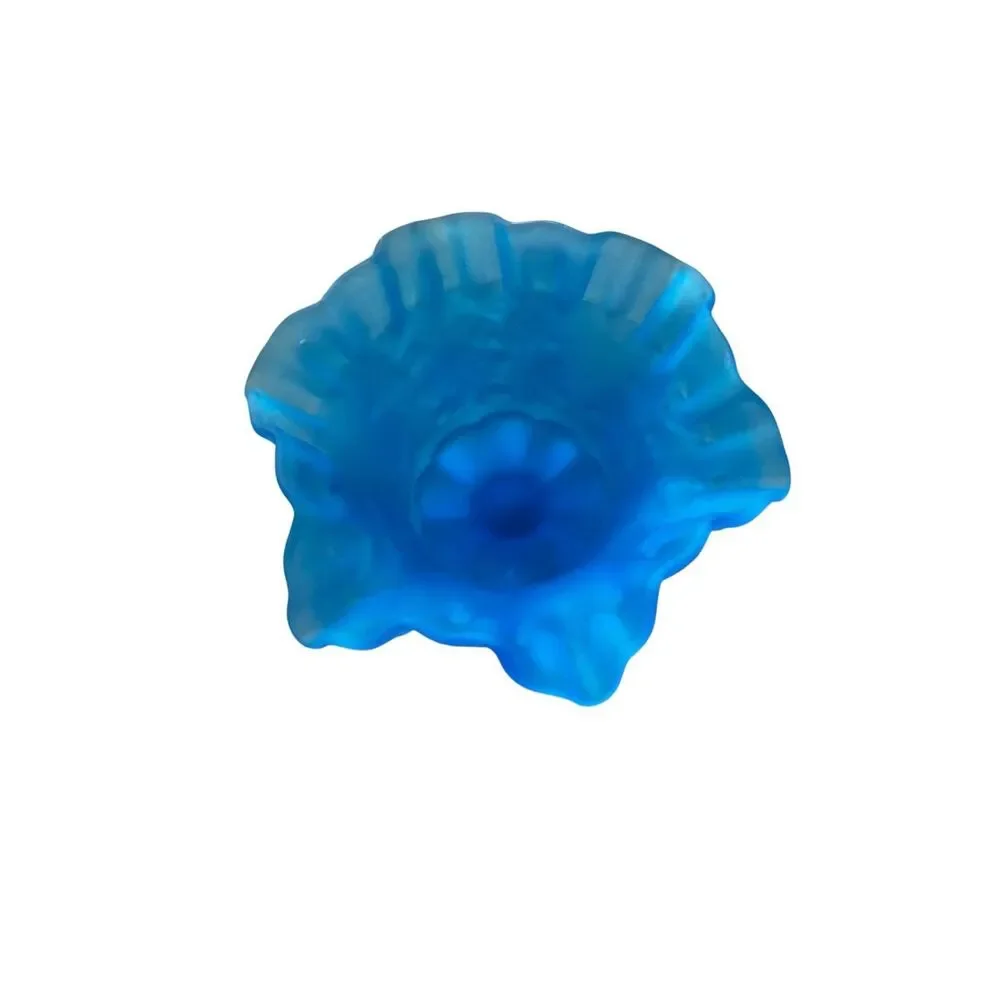 Westmoreland Blue Mist Satin Glass Pedestal Candy Dish / Bowl, Grapes Motif 1960